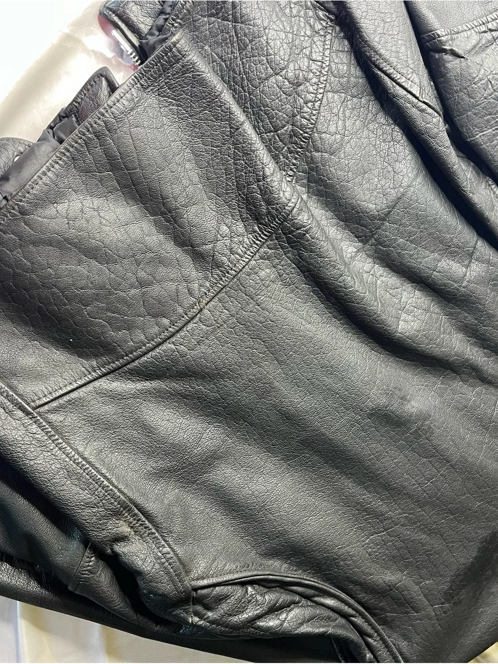 Black Leather Bomber Jacket - Men's Classic Moto Style